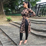 Women Sexy Side Split T shirt Fashion Floral Pinting Tight Tshirt Long Sleeve Shirt Ladies Streetwear Camiseta mujer Bigsweety