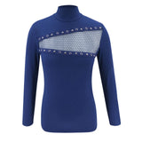 Womens High Neck Tops Ladies Long Sleeve Shirt Blouse Women Sexy Hollow Out Slim Fit Casual Shirt Solid Black Blue Tops Blouse