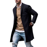 Autumn Winter Mens Brand Fleece blends Jacket Male Overcoat Casual Solid Slim collar coats Long cotton trench coat Streetwear