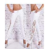 ZOGAA 2020 women jeans Street Fashion pants Slim Jeans Lace Pants Woman Long Lace Jeans White/Black/Dark Blue/Light Blue