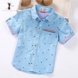 GFMY 2020 Hot Sale Children Shirts Casual Solid Cotton Short-sleeved Boys shirts For 2-14 Years Ribbon Decoration Baby shirts