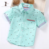 GFMY 2020 Hot Sale Children Shirts Casual Solid Cotton Short-sleeved Boys shirts For 2-14 Years Ribbon Decoration Baby shirts