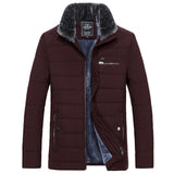 Men's Warm Jacket Winter Parka Fur Collar Windbreaker Cotton Padded Anorak Thick Black Coat Male Casual Autumn Fleece Jacket Men