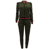TWO PIECE SET Stripe Jogger Pants Women Sweatsuit Runway Tracksuit 2 Pieces Set Sporting Suit Female Clothing Outfits Plus Size