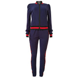 TWO PIECE SET Stripe Jogger Pants Women Sweatsuit Runway Tracksuit 2 Pieces Set Sporting Suit Female Clothing Outfits Plus Size