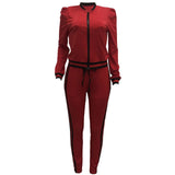 TWO PIECE SET Stripe Jogger Pants Women Sweatsuit Runway Tracksuit 2 Pieces Set Sporting Suit Female Clothing Outfits Plus Size