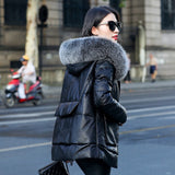 Leather Jacket Women Genuine Fox Fur Hooded Winter Clothes Real Sheepskin Down Coat Warm Jackets Veste Femme ZM-072 KJ4245