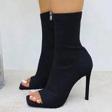 Women Boots Sexy Peep Toe Ankle Boots 2020 Woman Fashion Zip High Heels Female Big Size 43 Ladies Autumn Pumps Women's Shoes