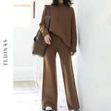 Yedinas Korean Womens Tracksuit Set knitted Warm Two Piece Set Top And Pants 2020 Winter Casual 2 Piece Sets Womens Outfits knit
