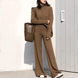 Yedinas Korean Womens Tracksuit Set knitted Warm Two Piece Set Top And Pants 2020 Winter Casual 2 Piece Sets Womens Outfits knit