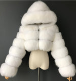 Fashion Autumn Winter High Quality Faux Fox Fur Coat Women 2020 Vintage Long Sleeve with Cap Slim Short Jackets Furry Coat Femme
