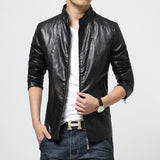 Mens Stand Collar Pu Leather Jackets Coats Male Casual Slim Motorcycle Leather Jacket Men Black White Red Yellow Brown 5XL 6XL