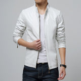 Mens Stand Collar Pu Leather Jackets Coats Male Casual Slim Motorcycle Leather Jacket Men Black White Red Yellow Brown 5XL 6XL