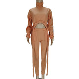 Two Piece Set High Neck Crop Top Drawstring Women Velvet Tracksuit Jogger Pants Sportswear Sweat Suit Loungewear 2 Piece Set Pcs