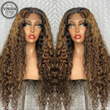 VINIDA STYLE Highlight Curly 13×6 Lace Front Human Hair Wigs Scalp Top Closure Wigs 150% Density With Baby Hair Non-Remy