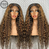 VINIDA STYLE Highlight Curly 13×6 Lace Front Human Hair Wigs Scalp Top Closure Wigs 150% Density With Baby Hair Non-Remy