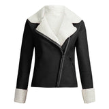 Woman Jacket Lapel Suede Leather Buckle Cool Faux Lamb Wool Motorcycle Jackets Manteau Femme Kobieta Kurtka куртка женская