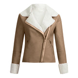 Woman Jacket Lapel Suede Leather Buckle Cool Faux Lamb Wool Motorcycle Jackets Manteau Femme Kobieta Kurtka куртка женская