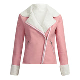 Woman Jacket Lapel Suede Leather Buckle Cool Faux Lamb Wool Motorcycle Jackets Manteau Femme Kobieta Kurtka куртка женская