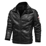 Homme Vintage PU Motor Business Faux Leather Jackets Men Classic Motorcycle Bike Cowboy Jacket Coat Male Plus Velvet Thick Coats