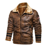 Homme Vintage PU Motor Business Faux Leather Jackets Men Classic Motorcycle Bike Cowboy Jacket Coat Male Plus Velvet Thick Coats