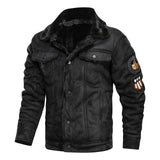 Homme Vintage PU Motor Business Faux Leather Jackets Men Classic Motorcycle Bike Cowboy Jacket Coat Male Plus Velvet Thick Coats