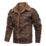 Homme Vintage PU Motor Business Faux Leather Jackets Men Classic Motorcycle Bike Cowboy Jacket Coat Male Plus Velvet Thick Coats