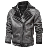 Homme Vintage PU Motor Business Faux Leather Jackets Men Classic Motorcycle Bike Cowboy Jacket Coat Male Plus Velvet Thick Coats