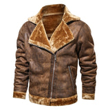 Homme Vintage PU Motor Business Faux Leather Jackets Men Classic Motorcycle Bike Cowboy Jacket Coat Male Plus Velvet Thick Coats