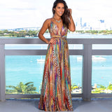 V-Neck Sleeveless Floral Print  Maxi Dress