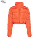 Sisterlinda Faux PU Leather Y2K Bubble Coats Puffer Winter Warm Jacket Women Long Sleeve Outerwear Zip Casual Street Slim Parkas