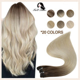 Full Shine Weft Human Hair Extension Balayage Color 100g Sew In Bundles Silky Straight Human Hair Machine Remy Skin Double Weft