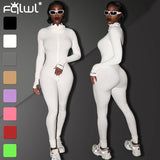 FQLWL Ribbed Sexy Summer Romper Bodycon Black White Jumpsuit Women Playsuit Long Sleeve Ladies Short Lucky Label Jumpsuit Female