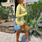 FQLWL Ribbed Sexy Summer Romper Bodycon Black White Jumpsuit Women Playsuit Long Sleeve Ladies Short Lucky Label Jumpsuit Female