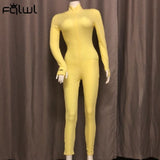 FQLWL Ribbed Sexy Summer Romper Bodycon Black White Jumpsuit Women Playsuit Long Sleeve Ladies Short Lucky Label Jumpsuit Female