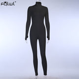 FQLWL Ribbed Sexy Summer Romper Bodycon Black White Jumpsuit Women Playsuit Long Sleeve Ladies Short Lucky Label Jumpsuit Female