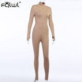 FQLWL Ribbed Sexy Summer Romper Bodycon Black White Jumpsuit Women Playsuit Long Sleeve Ladies Short Lucky Label Jumpsuit Female