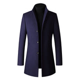 Men Jackets Mid-length Slim-fit Woolen Coat With Stand-collar Solid Color Woolen Long-sleeved Autumn Winter Coat Outerwear d3