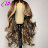 Celie Hair Highlight Wig Human Hair Body Wave Honey Blonde Lace Front Wigs Red Wig 30 Inch Highlight Wig Colored Human Hair Wigs