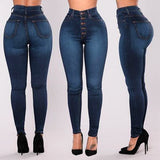 Women High Waisted Skinny Denim Jeans Ladies Spring Autumn Stretch Slim Pants Calf Length Jeans Calca Jeans Feminina Plus Size