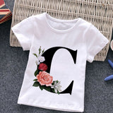 Unisex Summer New T-shirt Fashion Alphabet Girls Tshirts Harajuku Retro Boy Tshirt Flowers Element Nice Round Neck Kids Tshirt