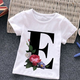 Unisex Summer New T-shirt Fashion Alphabet Girls Tshirts Harajuku Retro Boy Tshirt Flowers Element Nice Round Neck Kids Tshirt