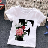 Unisex Summer New T-shirt Fashion Alphabet Girls Tshirts Harajuku Retro Boy Tshirt Flowers Element Nice Round Neck Kids Tshirt