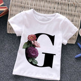 Unisex Summer New T-shirt Fashion Alphabet Girls Tshirts Harajuku Retro Boy Tshirt Flowers Element Nice Round Neck Kids Tshirt