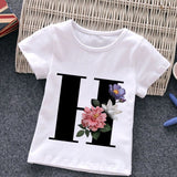 Unisex Summer New T-shirt Fashion Alphabet Girls Tshirts Harajuku Retro Boy Tshirt Flowers Element Nice Round Neck Kids Tshirt