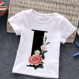 Unisex Summer New T-shirt Fashion Alphabet Girls Tshirts Harajuku Retro Boy Tshirt Flowers Element Nice Round Neck Kids Tshirt