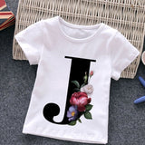 Unisex Summer New T-shirt Fashion Alphabet Girls Tshirts Harajuku Retro Boy Tshirt Flowers Element Nice Round Neck Kids Tshirt