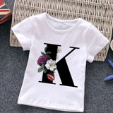 Unisex Summer New T-shirt Fashion Alphabet Girls Tshirts Harajuku Retro Boy Tshirt Flowers Element Nice Round Neck Kids Tshirt