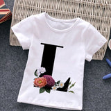 Unisex Summer New T-shirt Fashion Alphabet Girls Tshirts Harajuku Retro Boy Tshirt Flowers Element Nice Round Neck Kids Tshirt