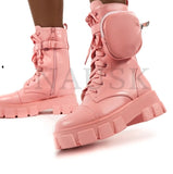 Winter Fashion Motorcycle Boots Wedges Flat Boots Woman High Heel Platform PU Leather Boots Lace Up Women Shoes Black Booties